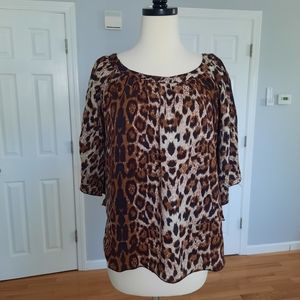 Bat style animal print top